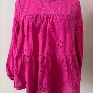 J. Crew Pink Eyelet Women's Top